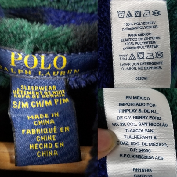 Polo Ralph Lauren Plaid Shawl Collar Blackwatch Tartan Plush Robe Size Small - Picture 12 of 12